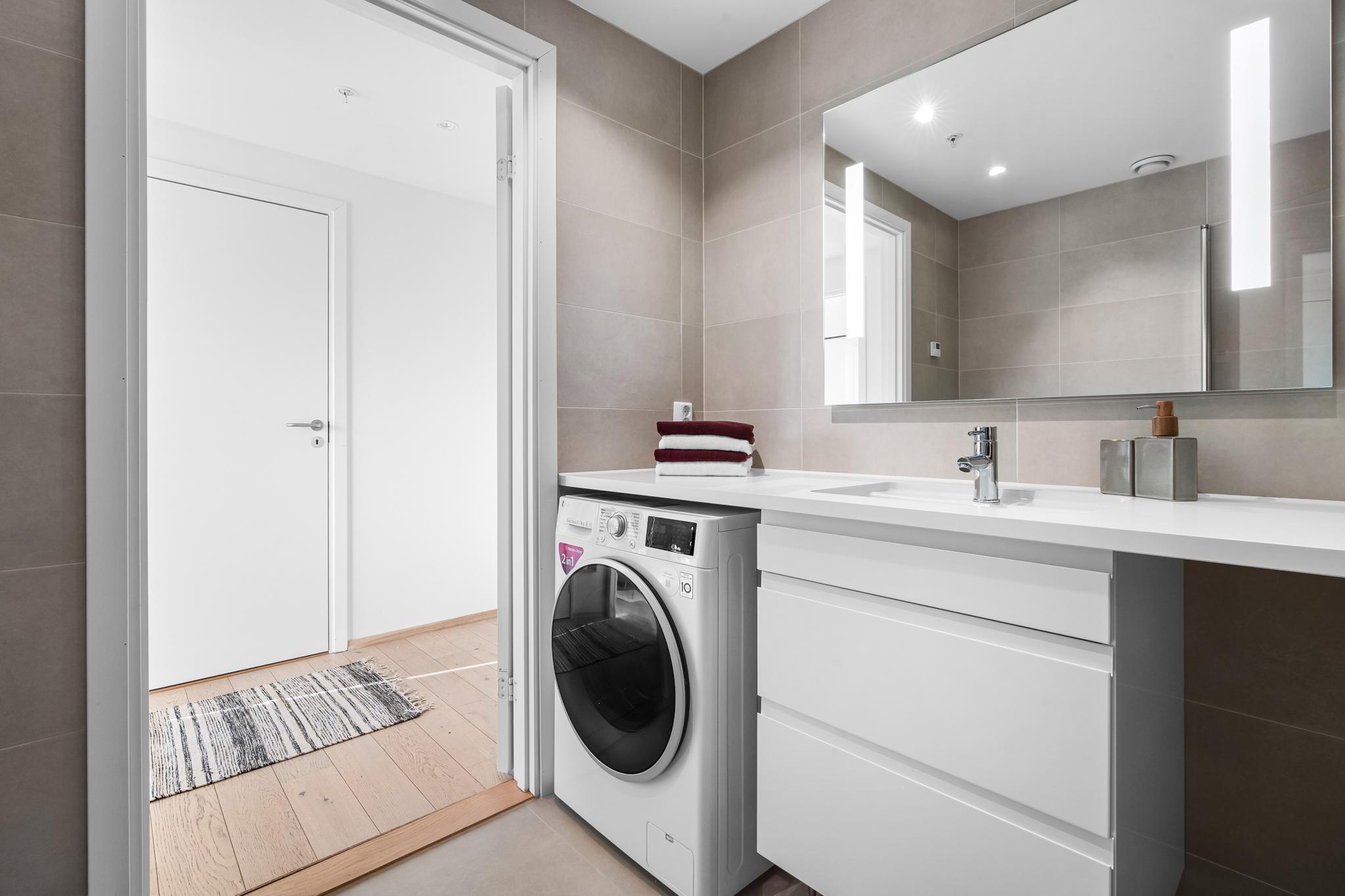 Tilrettelagt for vaskemaskin og tørketrommel.